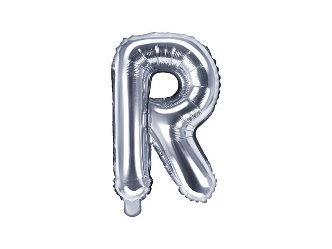 Balón foliový písmeno 'R', 35cm, STŘÍBRNÝ (NELZE PLNIT HELIEM)