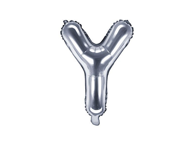 Balón foliový písmeno 'Y', 35cm, STŘÍBRNÝ (NELZE PLNIT HELIEM)