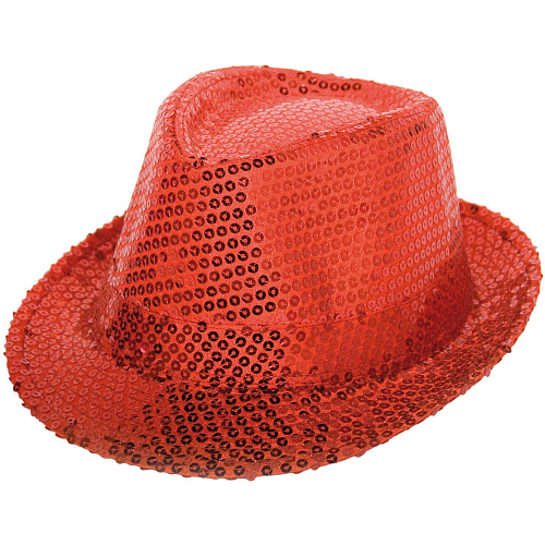 Klobouk červený s flitry - disco - 80.léta
