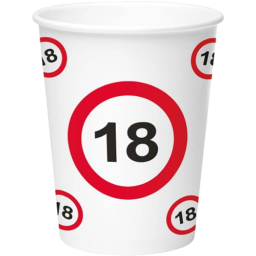 Kelímky dopravní značka 18 let - 250 ml - 8 ks