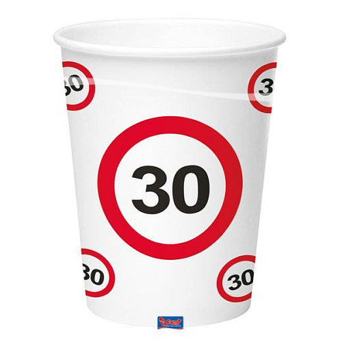 Kelímky dopravní značka 30 let , 350ml 8ks/bal.
