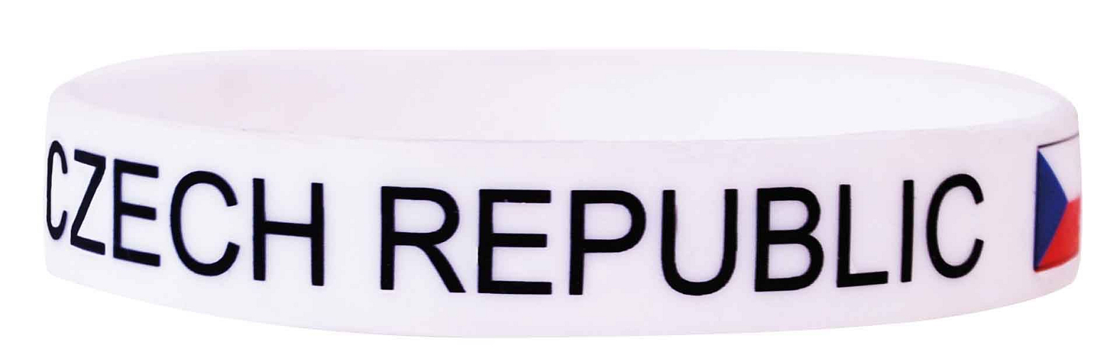 Silikonový náramek hokej - Czech Republic - bílý - ČR fanoušek - 1 ks