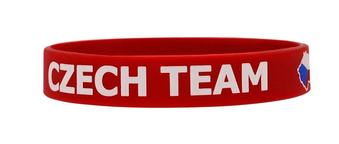 Silikonový náramek hokej - Czech Team - červený - ČR fanoušek - 1 ks