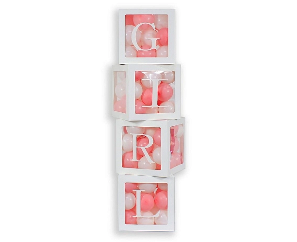 Dekorativní boxy na balónky GIRL - Baby shower - 4 ks