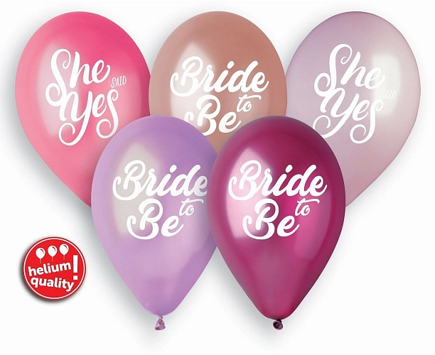 Balónky latexové - Bride to be - She said yes - rozlučka se svobodou - 5 ks - 33 cm