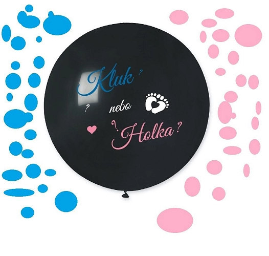 Balón latexový s nápisem ' Kluk nebo holka ? ' (+ konfety) - Gender reveal - Baby shower - 80 cm