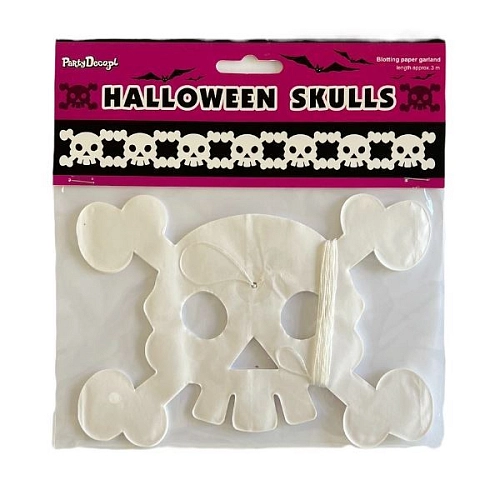 Papírová girlanda - lebka - HALLOWEEN - 300 cm