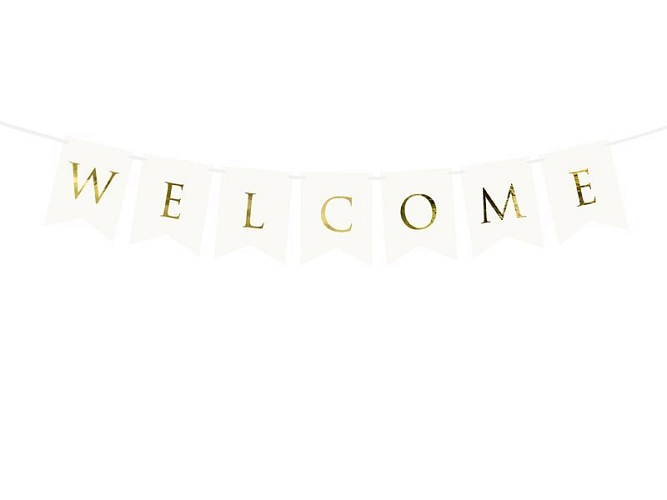 Girlanda Welcome / Vítejte bílá 15 x 95 cm - Svatba