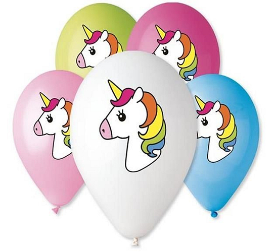 Balónky 30cm pastelové mix - JEDNOROŽEC - UNICORN 5 ks