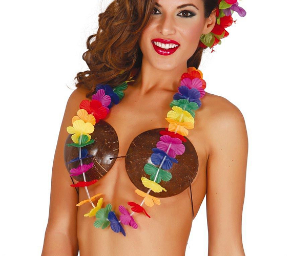 Havajský věnec - náhrdelník barevný - Hawaii - 90 cm