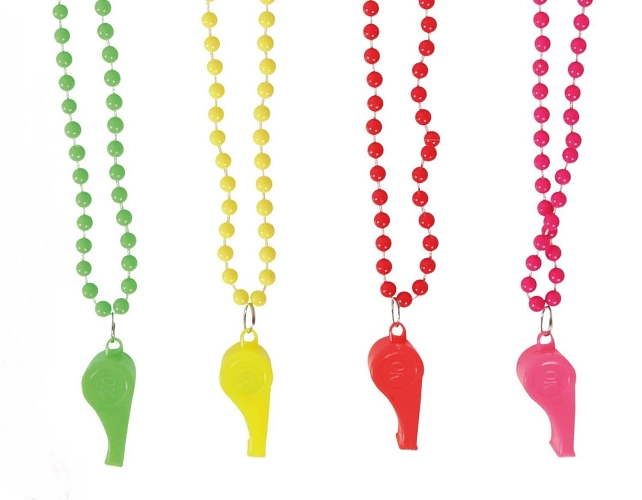 Retro neonové náhrdelníky s píšťalkou - 80.léta - disco - 4 ks
