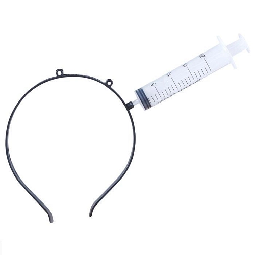 Injekční stříkačka v hlavě čelenka - Halloween