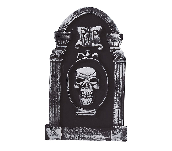 Náhrobek - RIP s lebkou - odpočívej v pokoji - 50 x 30 cm - HALLOWEEN