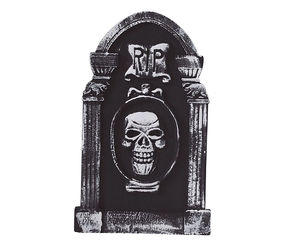 Náhrobek - RIP s lebkou - odpočívej v pokoji - 50 x 30 cm - HALLOWEEN