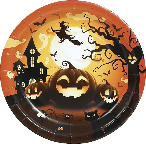 Papírové talíře dýně - pumpkin - čarodějnice - Halloween - 23 cm - 6 ks