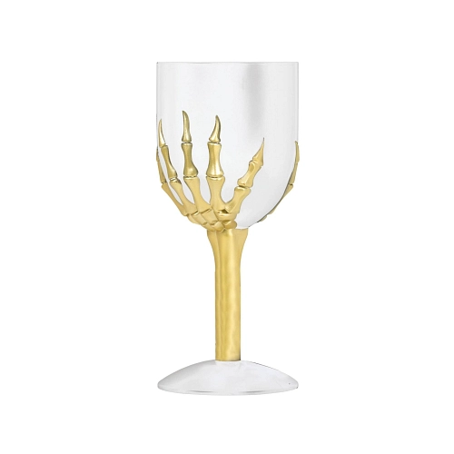 Transparentní pohár s rukou kostlivce - 18 cm - Halloween