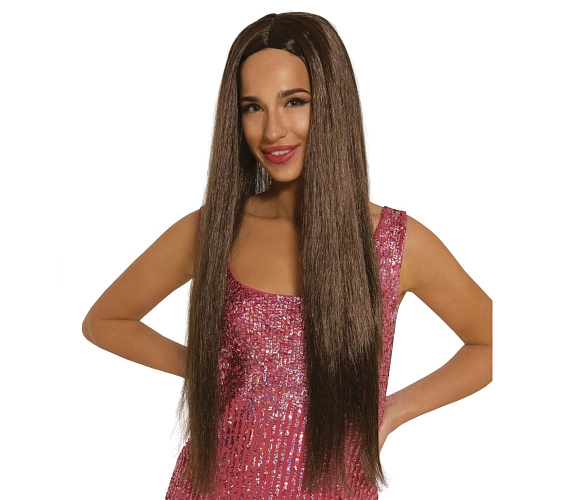 Hnědá dlouhá paruka