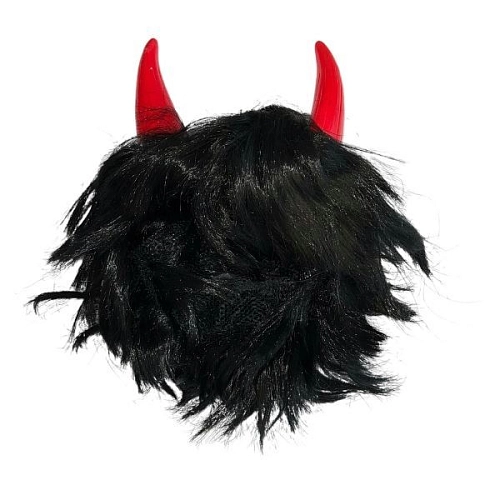 Paruka čert černá s rohy a vlasy