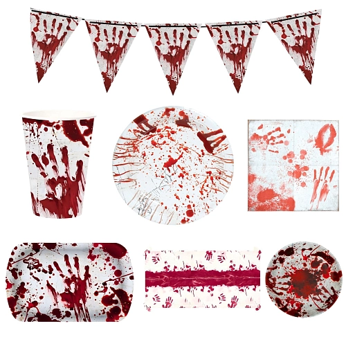 Mega párty sada – Krvavé otisky (Halloween) - 12 osob, 47 ks