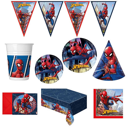 Dětská narozeninová sada Spiderman - 12 osob, 78 ks
