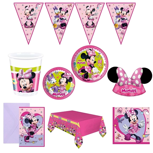 Dětská narozeninová sada myška Minnie - 12 osob,  78 ks
