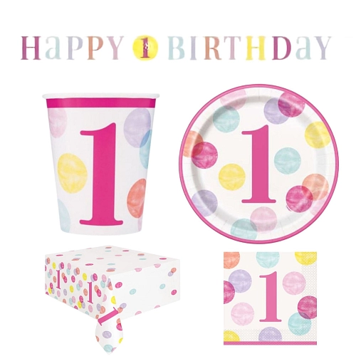 Dětská narozeninová sada 1.Narozeniny Holka - 16 osob, 50 ks