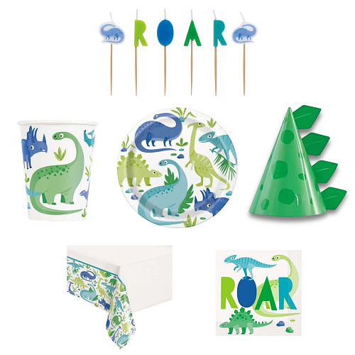Dětská narozeninová sada Dinosaurus  - 16 osob, 71 ks