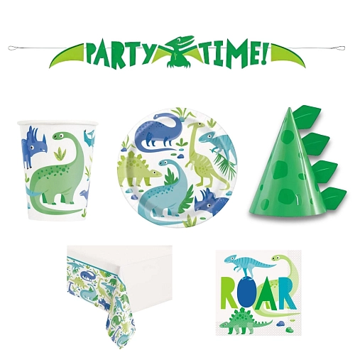 Dětská narozeninová sada Dinosaurus  - 16 osob, 71 ks