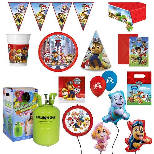 Dětská narozeninová sada Tlapková Patrola - Paw Patrol s balónky a heliem - 12 osob, 104 ks