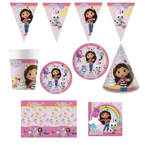 Dětská narozeninová sada Gábinin kouzelný domeček - Gabby's Doll house - 10 osob