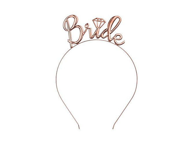 Čelenka Bride - Nevěsta - růžovo zlatá (rose gold) - Rozlučka se svobodou