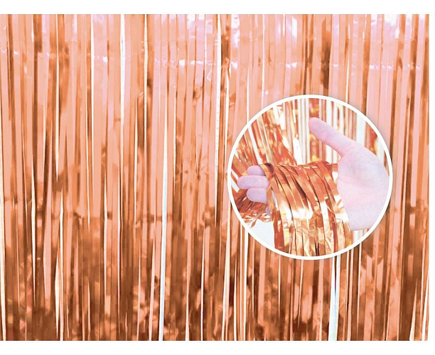 PÁRTY ZÁVĚS - RŮŽOVO-ZLATÝ - rose gold - 90 x 240 cm