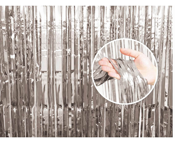 PÁRTY ZÁVĚS STŘÍBRNÝ - SILVER - Silvestr - 90 x 240 cm
