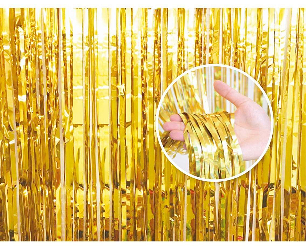 PÁRTY ZÁVĚS ZLATÁ - GOLD - Silvestr - 90 x 240 cm