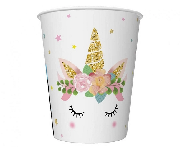 Papírové kelímky Jednorožec - Unicorn - 266 ml - 6ks