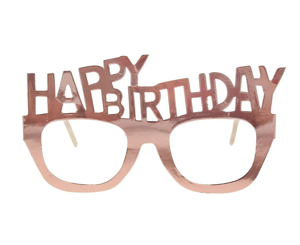 Papírové brýle Happy Birthday - narozeniny - rose gold - růžovozlaté - 4 ks