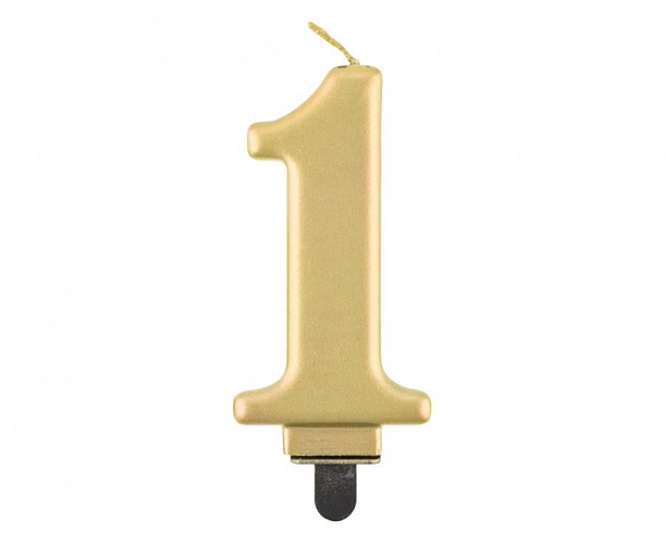 Narozeninová svíčka na dort - 1 - metalická zlatá - 8 cm