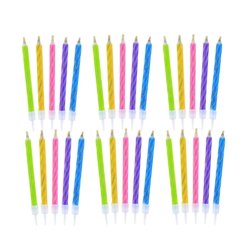 Magické nesfoukatelné svíčky - 30 ks - mix 5 barev - 6 cm