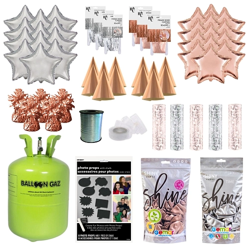 Mega párty sada k výzdobě plesu - růžovo zlatá - rose gold - 157ks