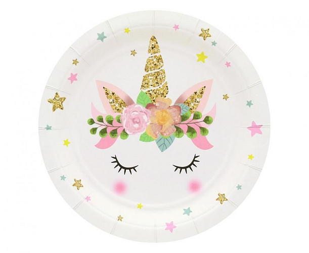 Papírové talíře Jednorožec - Unicorn - 18 cm - 6 ks