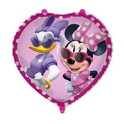 Balón fóliový srdce Myška Minnie a Daisy - 46 cm