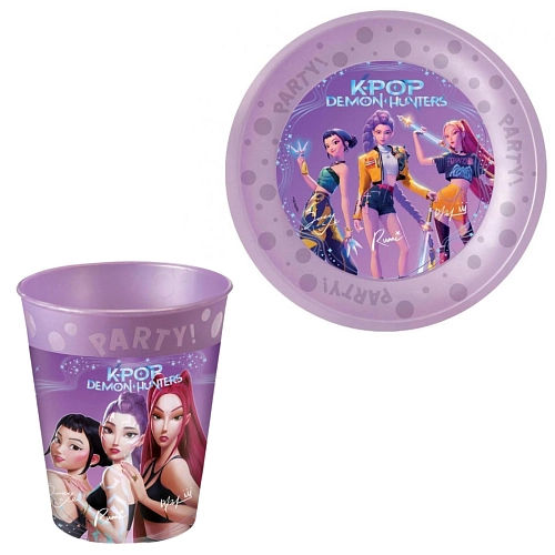 Sada plastový kelímek a talíř K-POP DEMON HUNTERS - 2ks
