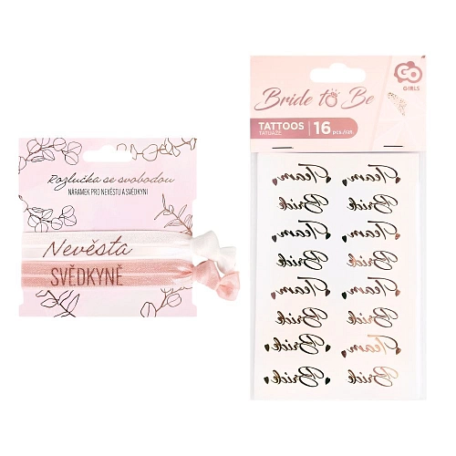 Sada náramky s tetováním - Nevěsta - Svědkyně - Team Bride - Rozlučka se svobodou