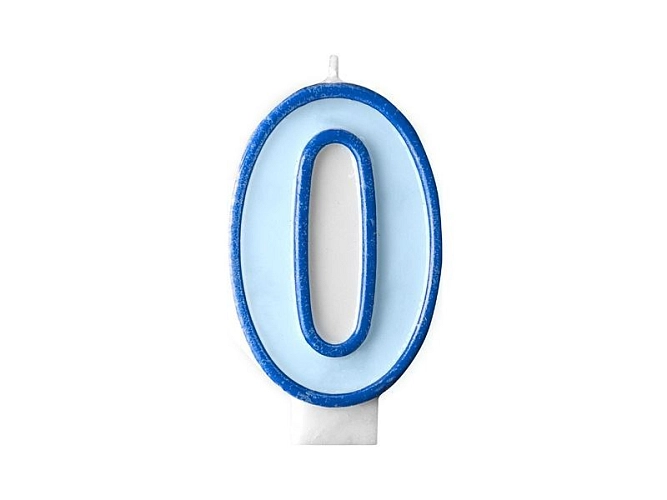 Narozeninová svíčka 0, modrá, 7 cm