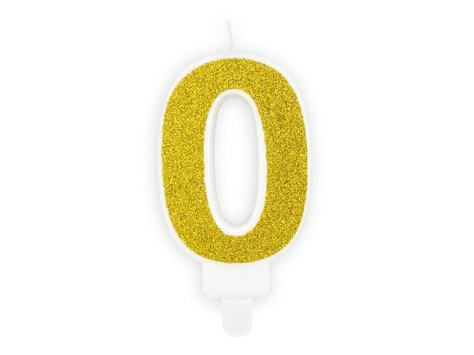 Narozeninová svíčka 0, zlatá, 7cm