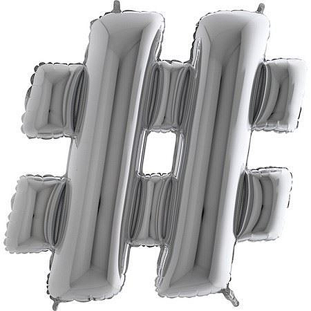 Balónek fóliový # Znak STŘÍBRNÝ - SILVER 102cm