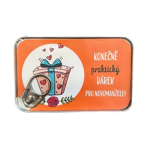 Plechovka na peníze - novomanželé - dárek