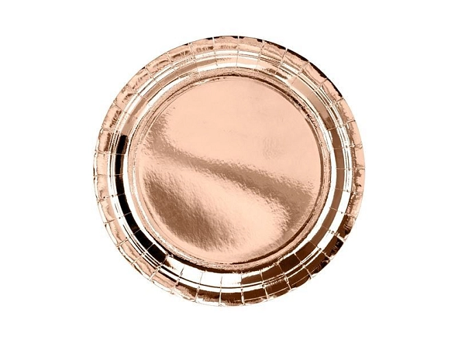 Papírové talíře - růžovo zlaté - rose gold - 23cm - 6 ks