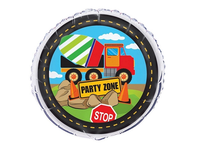 Fóliový balonek kulatý Auto - domíchávač - stavba - staveniště - 45 cm