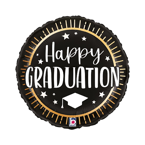 Balón foliový kulatý - promoce - 'Happy Graduation' - 46 cm